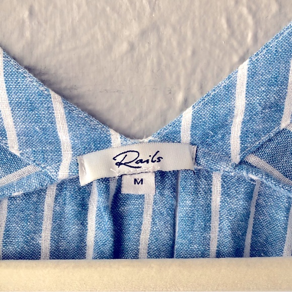 Rails Striped Lace Up Slouchy Blue Top - Medium - Summer Blouse - Picture 5 of 8